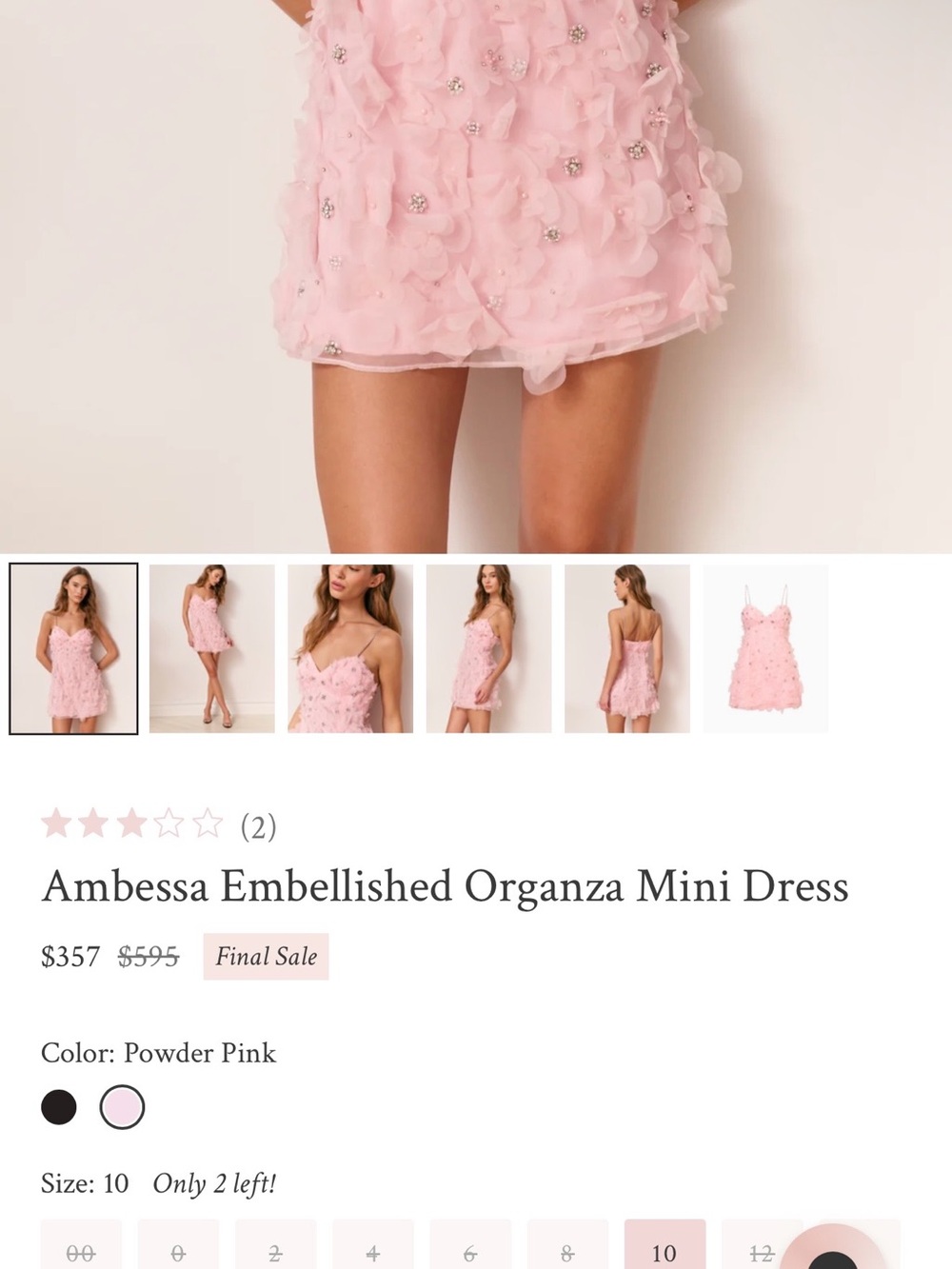 LoveShackFancy Pink Floral Appliqué Mini Dress with Beaded Accents - Picture 9 of 9